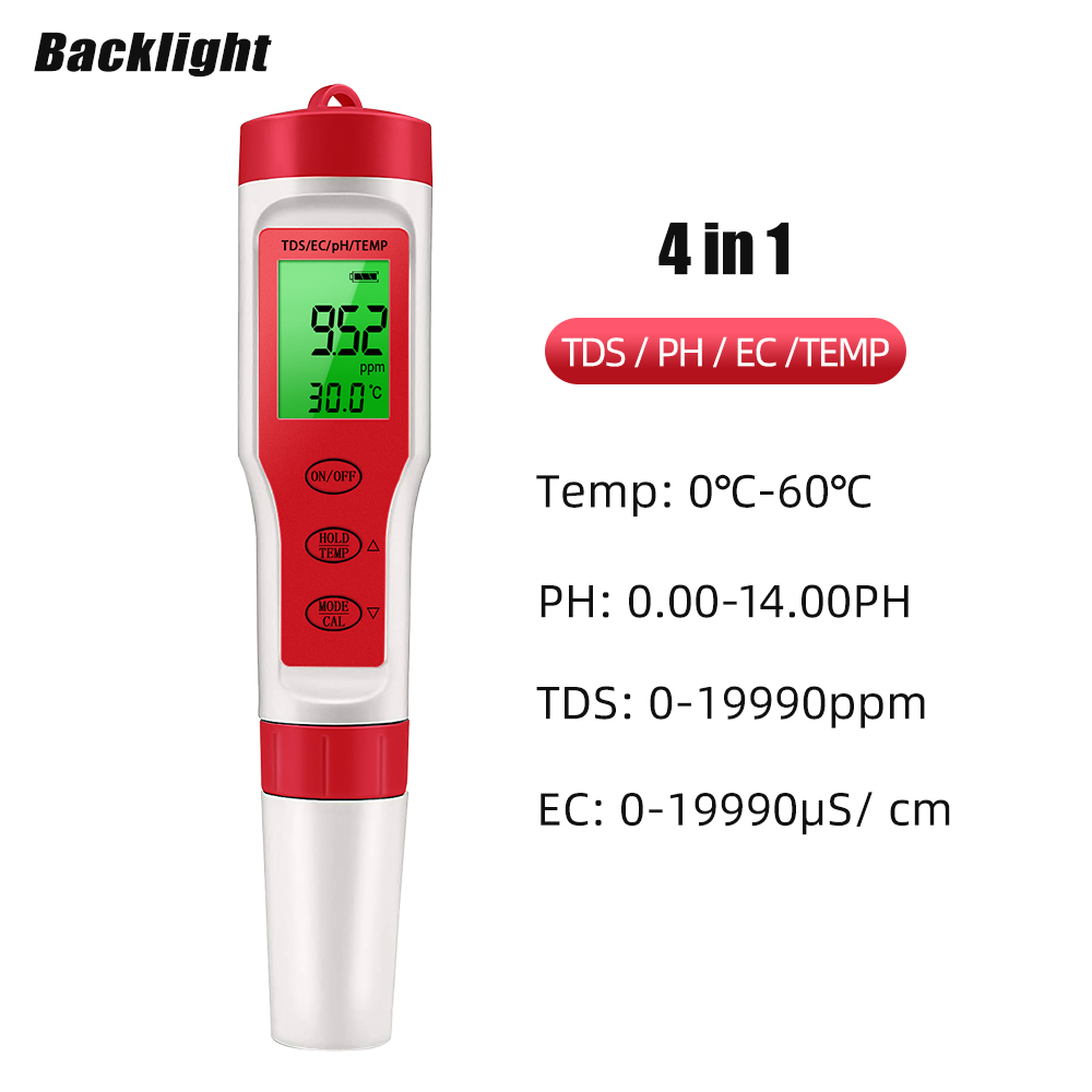 4 IN 1 TDS PH Meter PH/TDS/EC/ - Ph Meter Digital Water Tester recension och pris